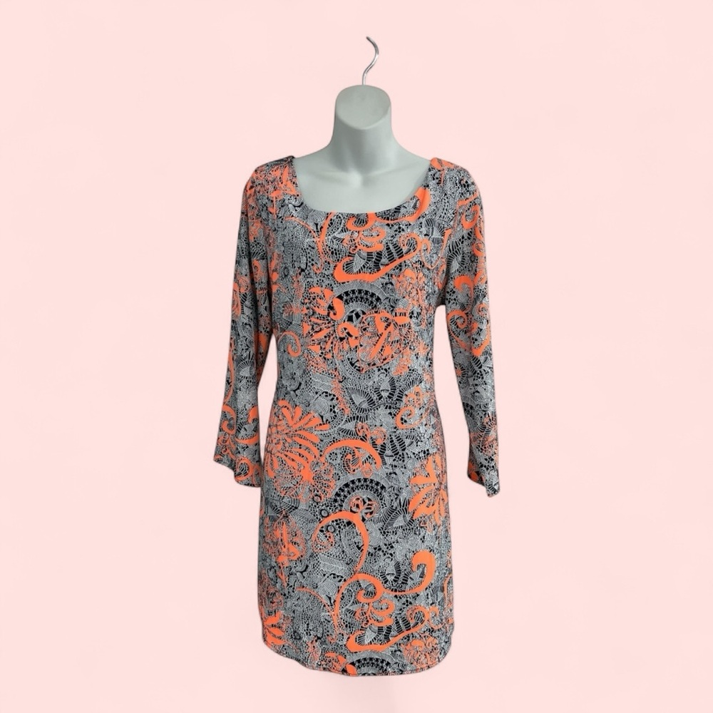 Caramel Orange, Gray & Black Long Sleeve BodyCon Dress in Women’s Large - Picture 3 of 12